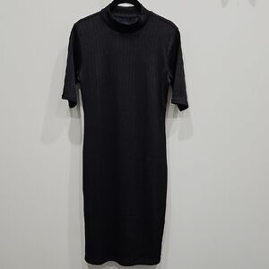 GAP Black Sheath Midi Dress with Mock Neck